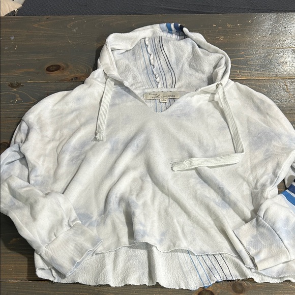 Vintage Tops - Vintage Havana White and Blue Striped Hoodie